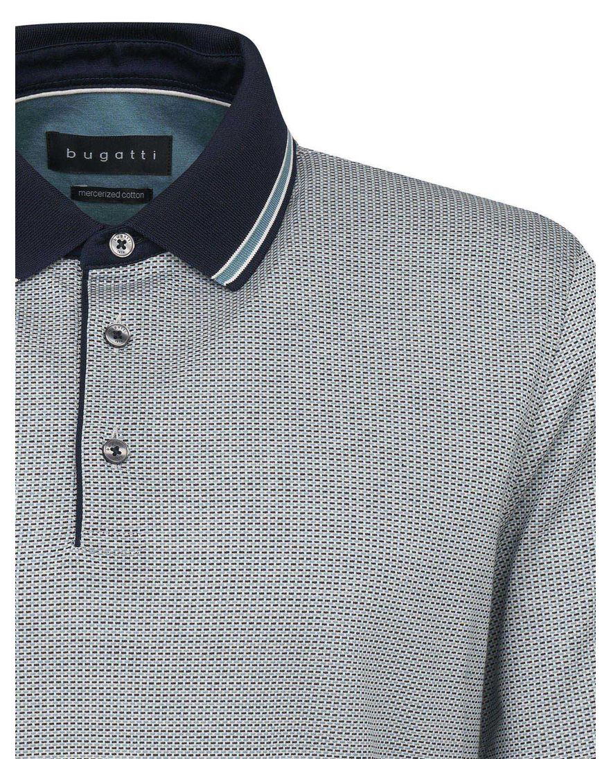 Bugatti polo groen geprint katoen wijde fit