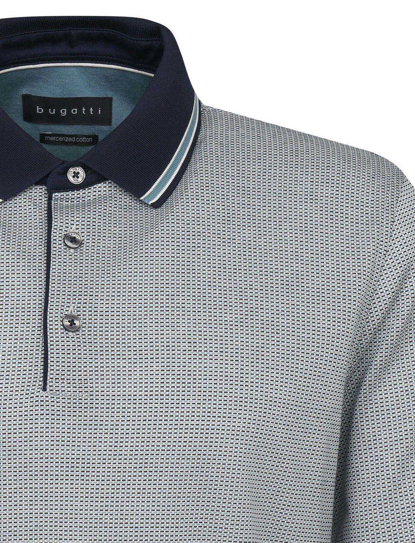 katoenen Bugatti polo groen geprint wijde fit