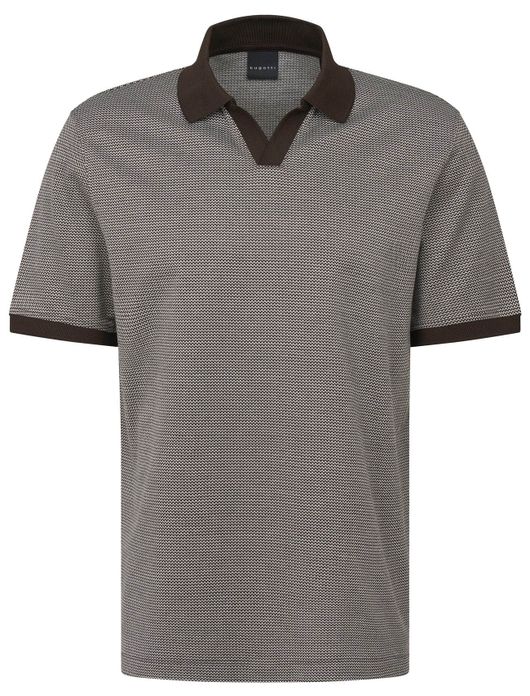 Bugatti polo bruin zonder knopen katoen