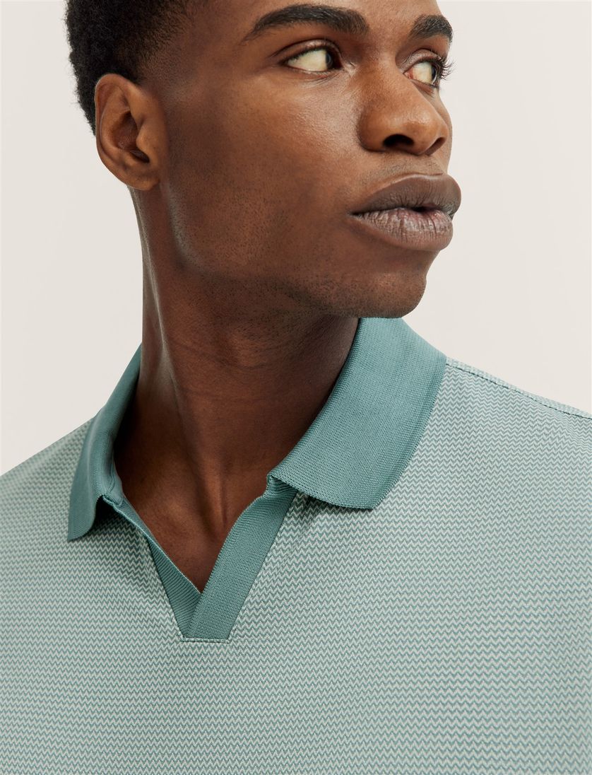 katoenen Bugatti polo turquoise zonder knopen