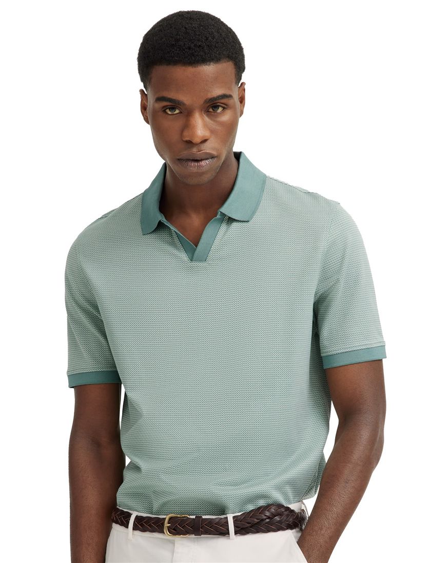 katoenen Bugatti polo turquoise zonder knopen