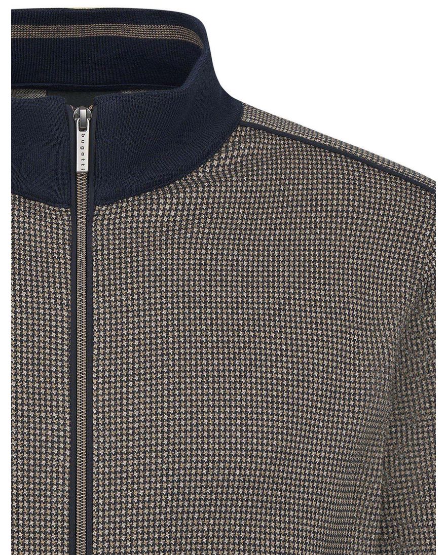 Bugatti vest bruin structuur katoen wijde fit