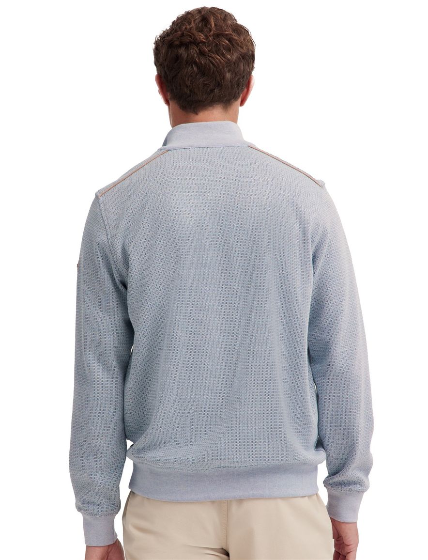 Bugatti trui lichtblauw half zip effen