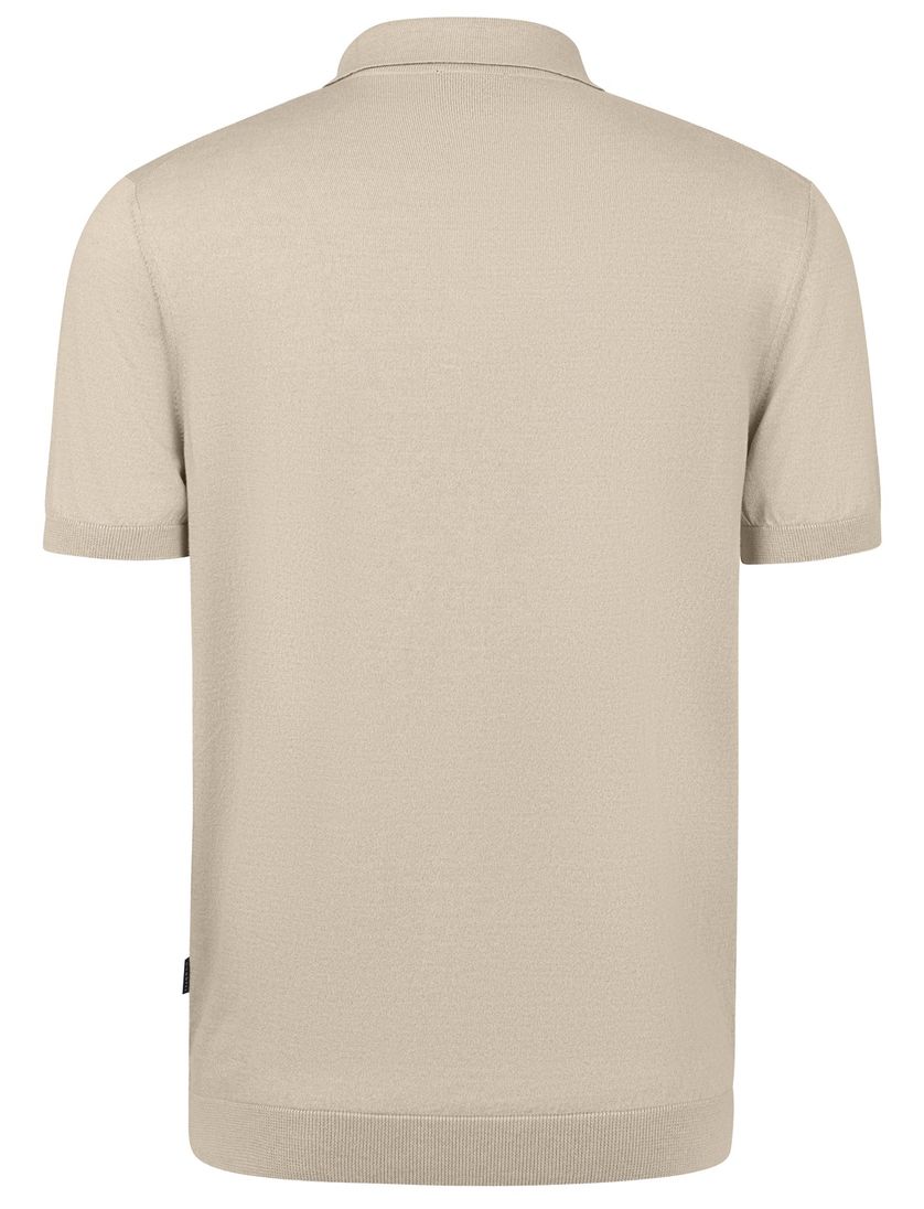 Bugatti polo beige met boord effen katoen wijde fit