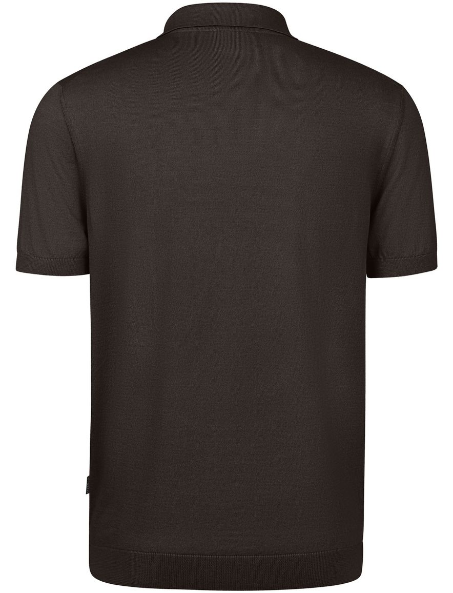 Bugatti polo bruin met boord effen wijde fit katoen
