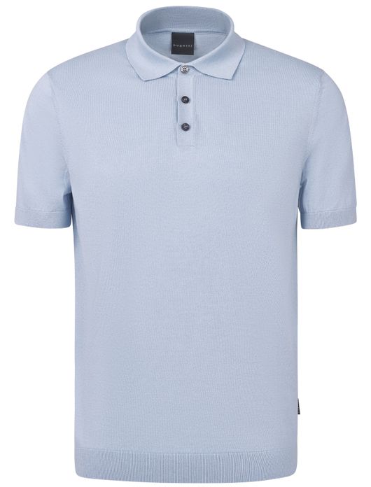 Bugatti polo lichtblauw met boord effen