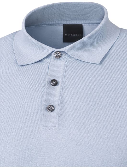 Bugatti polo lichtblauw met boord effen