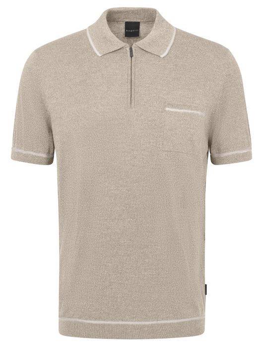 Bugatti polo beige met rits katoen & acryl