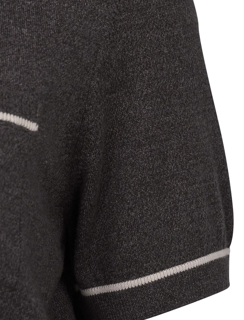 Bugatti polo bruin met rits katoen wijde fit