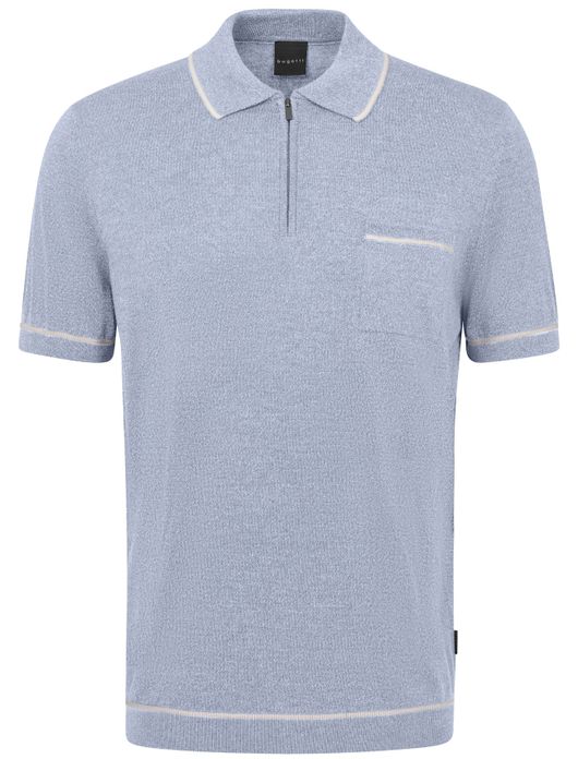 Bugatti polo lichtblauw met rits katoen & acryl