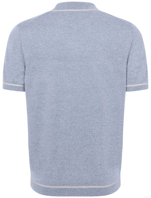 Bugatti polo lichtblauw met rits katoen & acryl