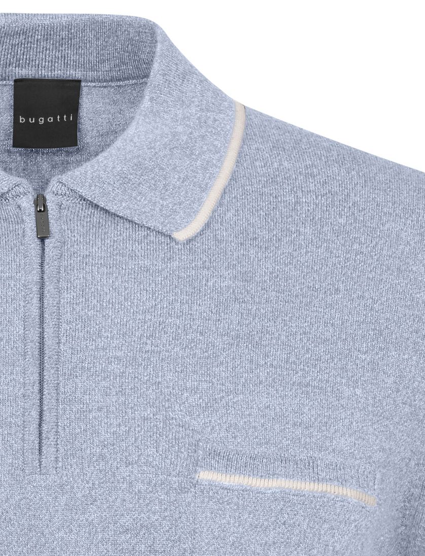 katoenen Bugatti polo lichtblauw met rits wijde fit