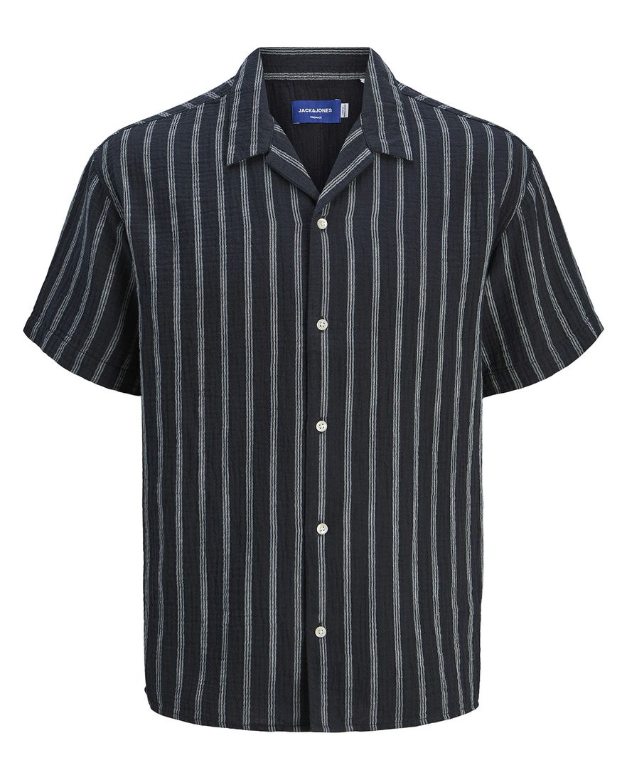 Jack & Jones Sky Captain casual overhemd korte mouw zwart
