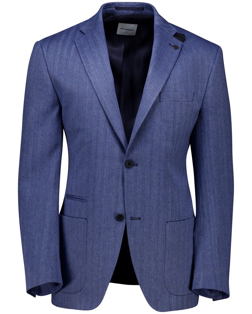 Roy Robson effen regular fit colbert blauw