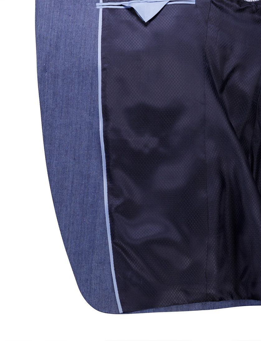 Roy Robson colbert effen regular fit blauw linnen