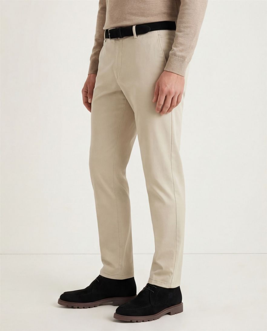 Meyer Bonn modern fit chino beige katoen flatfront