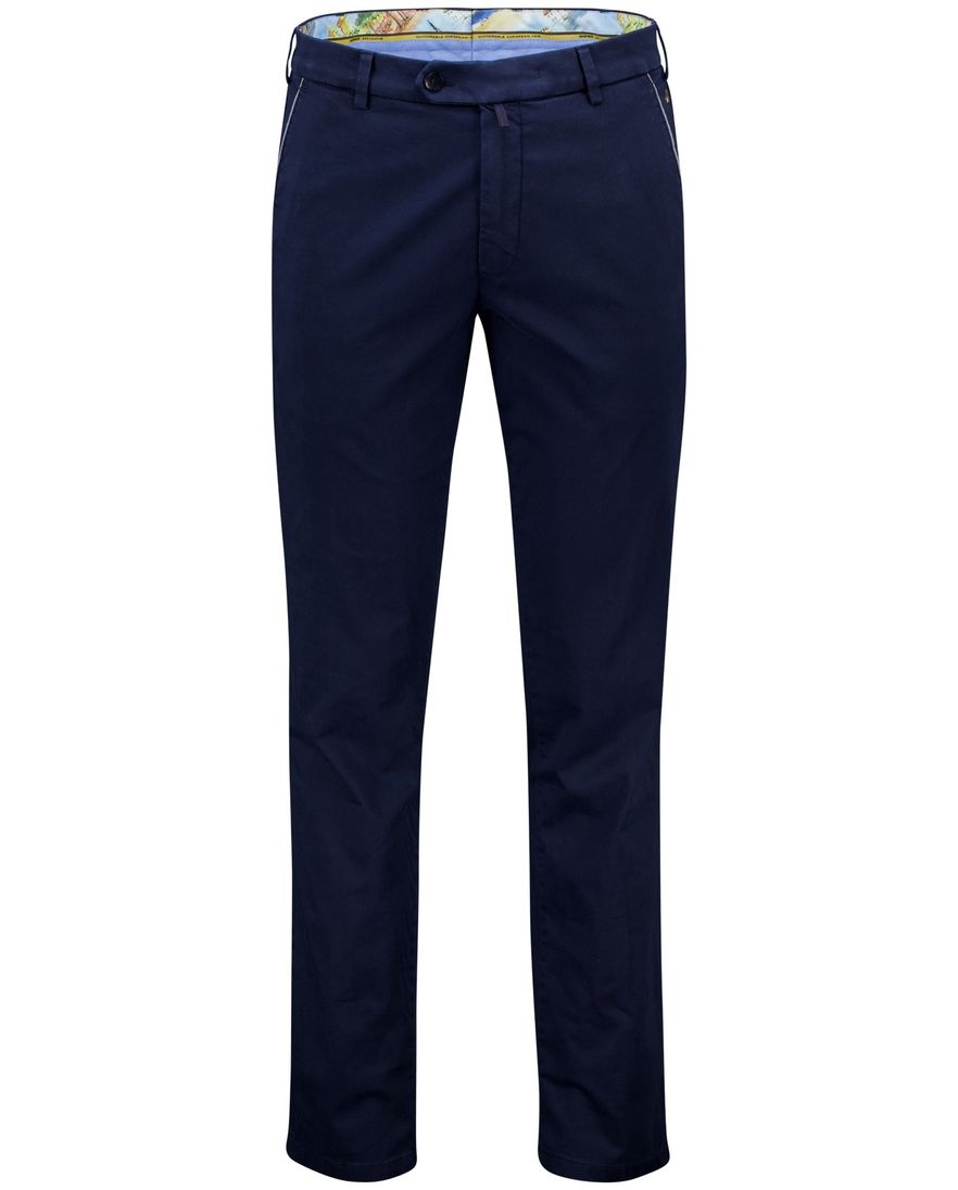 Meyer New York pantalon donkerblauw katoen effen normale fit
