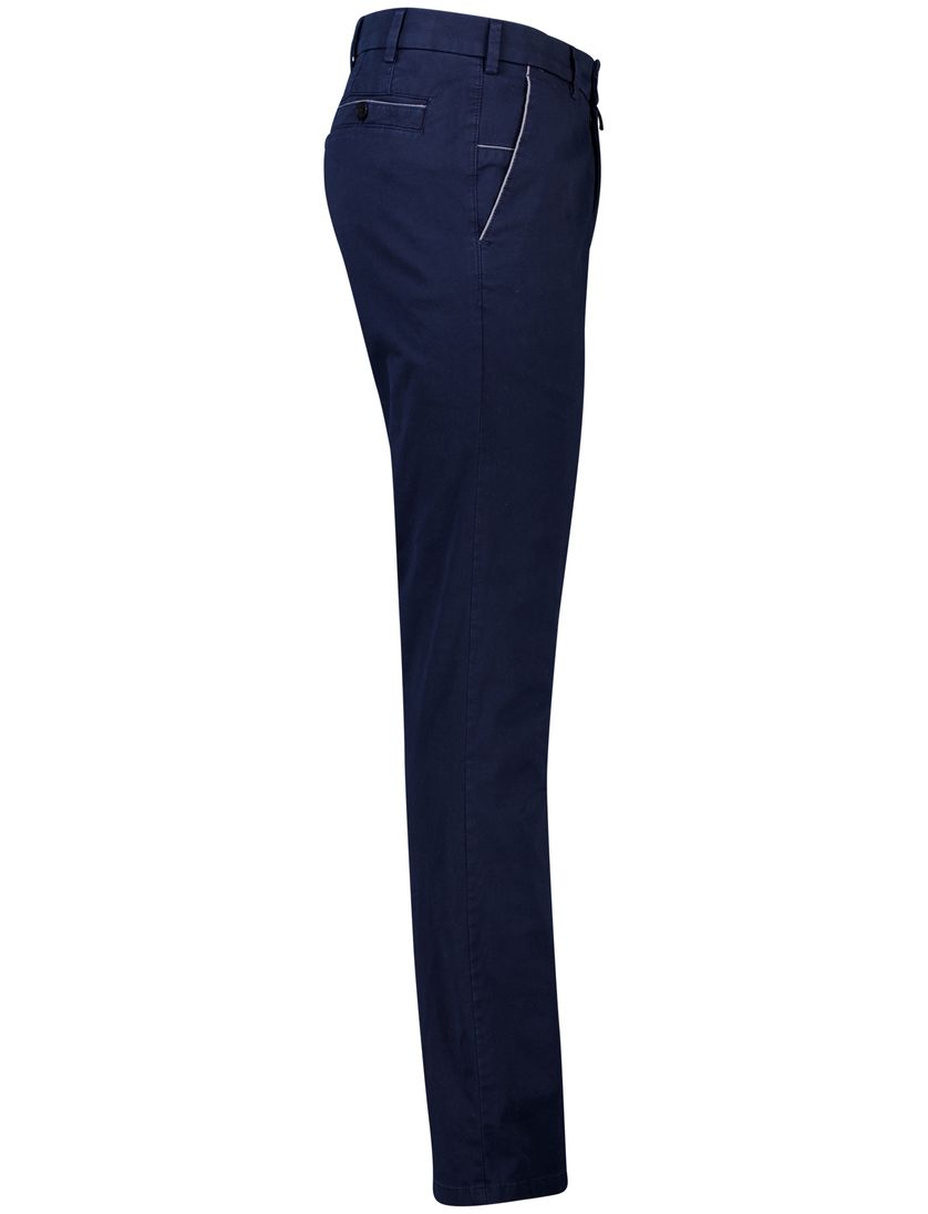 katoenen Meyer New York pantalon donkerblauw effen normale fit