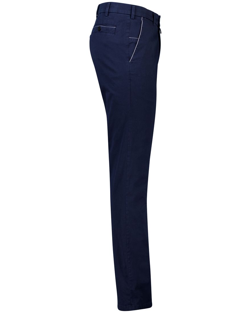 Meyer New York pantalon donkerblauw katoen effen normale fit