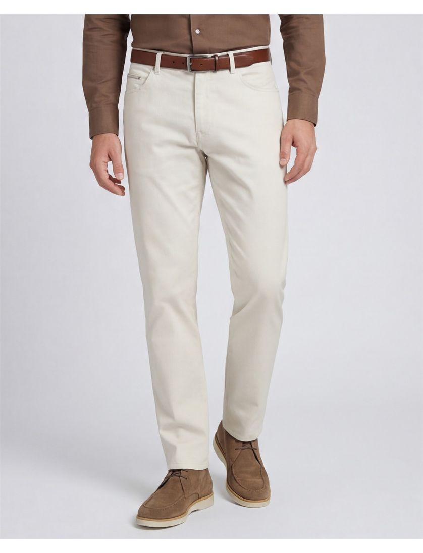 katoenen Meyer Chicago pantalon licht beige normale fit