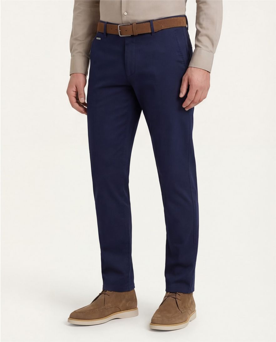 Meyer Pantalon flatfront Tokyo donkerblauw effen