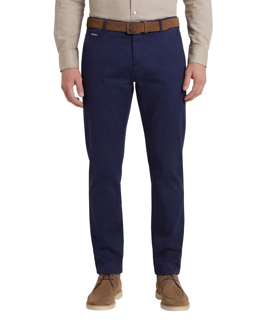 Meyer Pantalon flatfront Tokyo donkerblauw effen