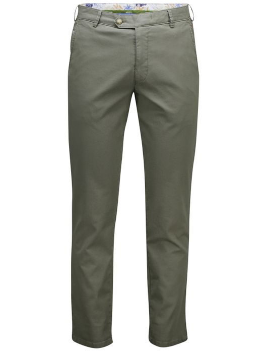 Meyer Pantalon katoen groen flatfront