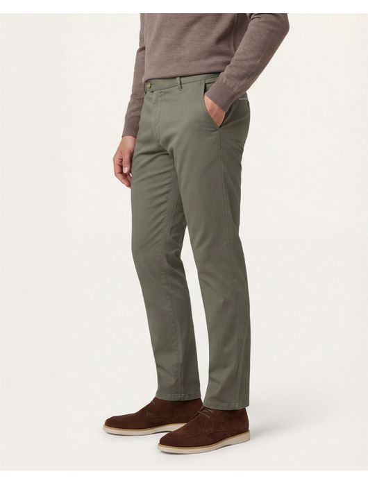 Meyer Pantalon katoen groen flatfront