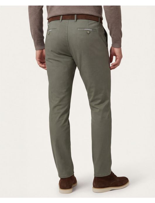 Meyer Pantalon katoen groen flatfront