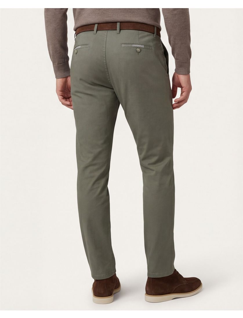Meyer Pantalon katoen groen flatfront