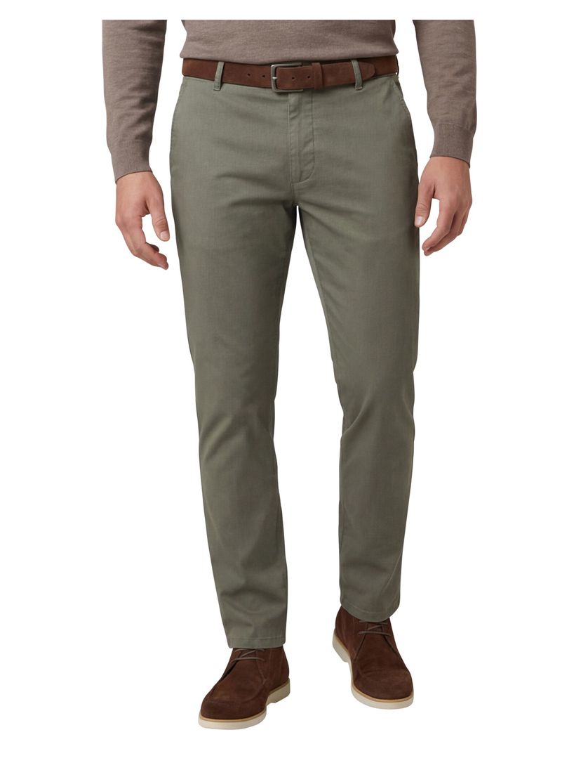 Meyer Pantalon katoen groen flatfront