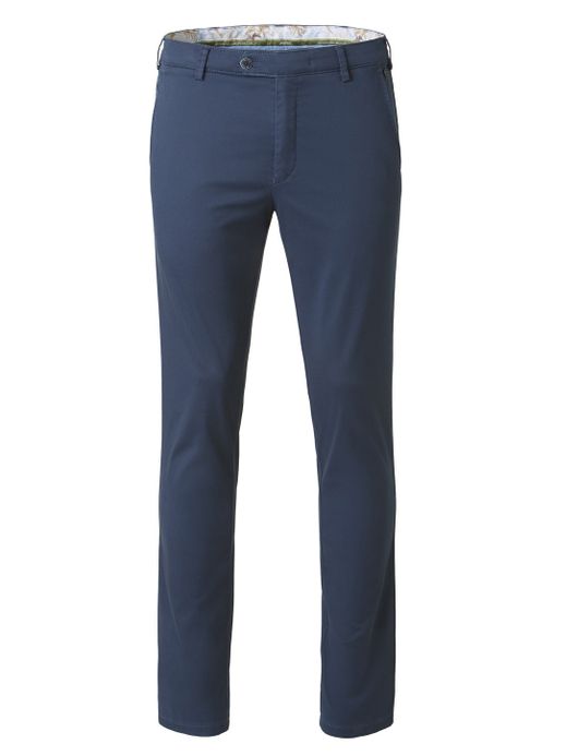 Meyer Pantalon katoen donkerblauw modern fit flatfront