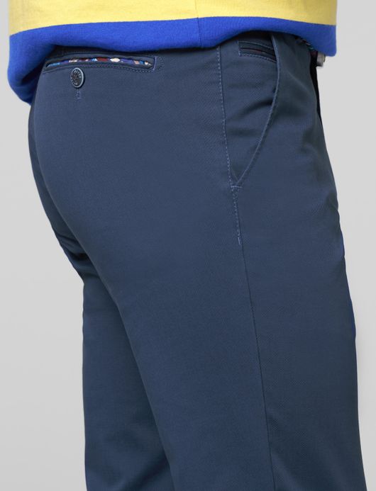 Meyer Pantalon katoen donkerblauw modern fit flatfront