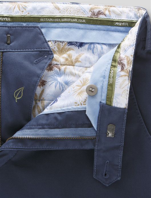 Meyer Pantalon katoen donkerblauw modern fit flatfront