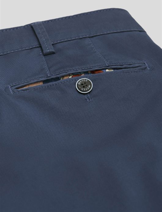 Meyer Pantalon katoen donkerblauw modern fit flatfront