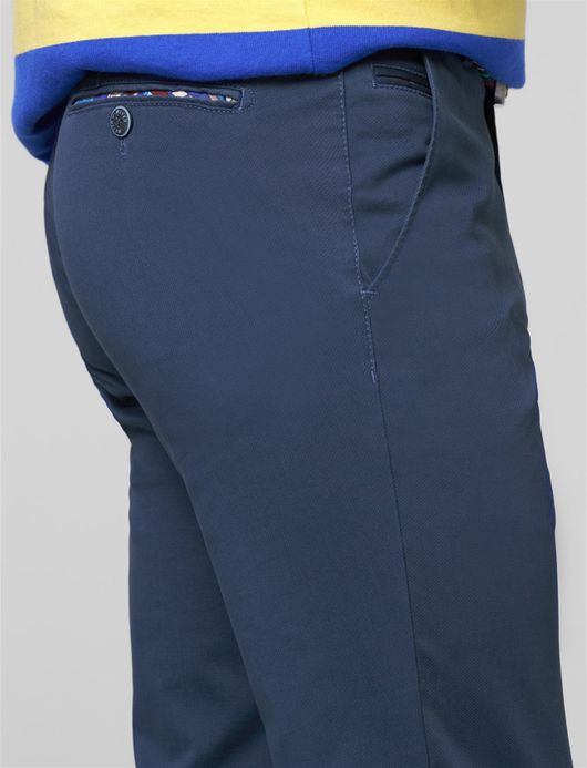 Meyer Pantalon katoen donkerblauw modern fit flatfront