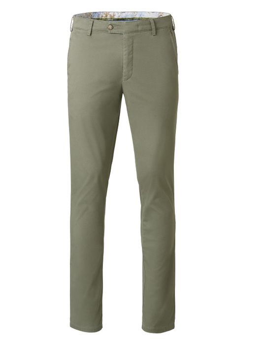 Meyer Pantalon katoen olijfgroen modern fit