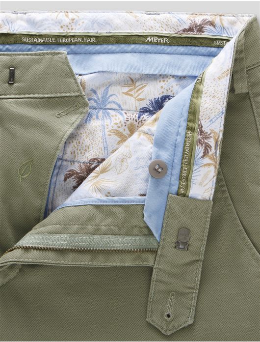 Meyer Pantalon katoen olijfgroen modern fit