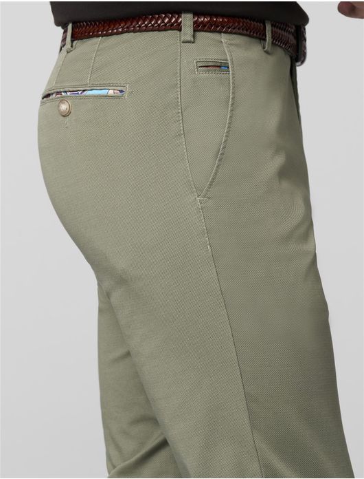 Meyer Pantalon katoen olijfgroen modern fit