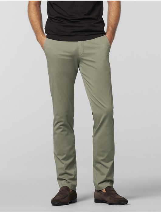 Meyer Pantalon katoen olijfgroen modern fit