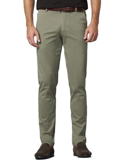 Meyer Meyer Pantalon katoen olijfgroen modern fit flatfront