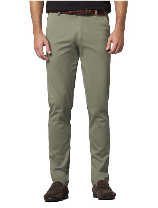 Meyer Pantalon katoen olijfgroen modern fit