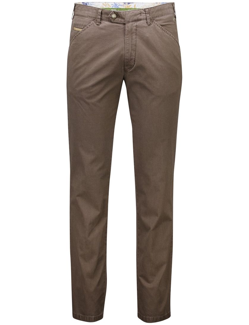 katoenen Meyer pantalon Chicago bruin effen normale fit