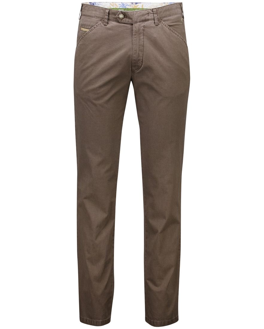 Meyer pantalon Chicago bruin effen normale fit katoen