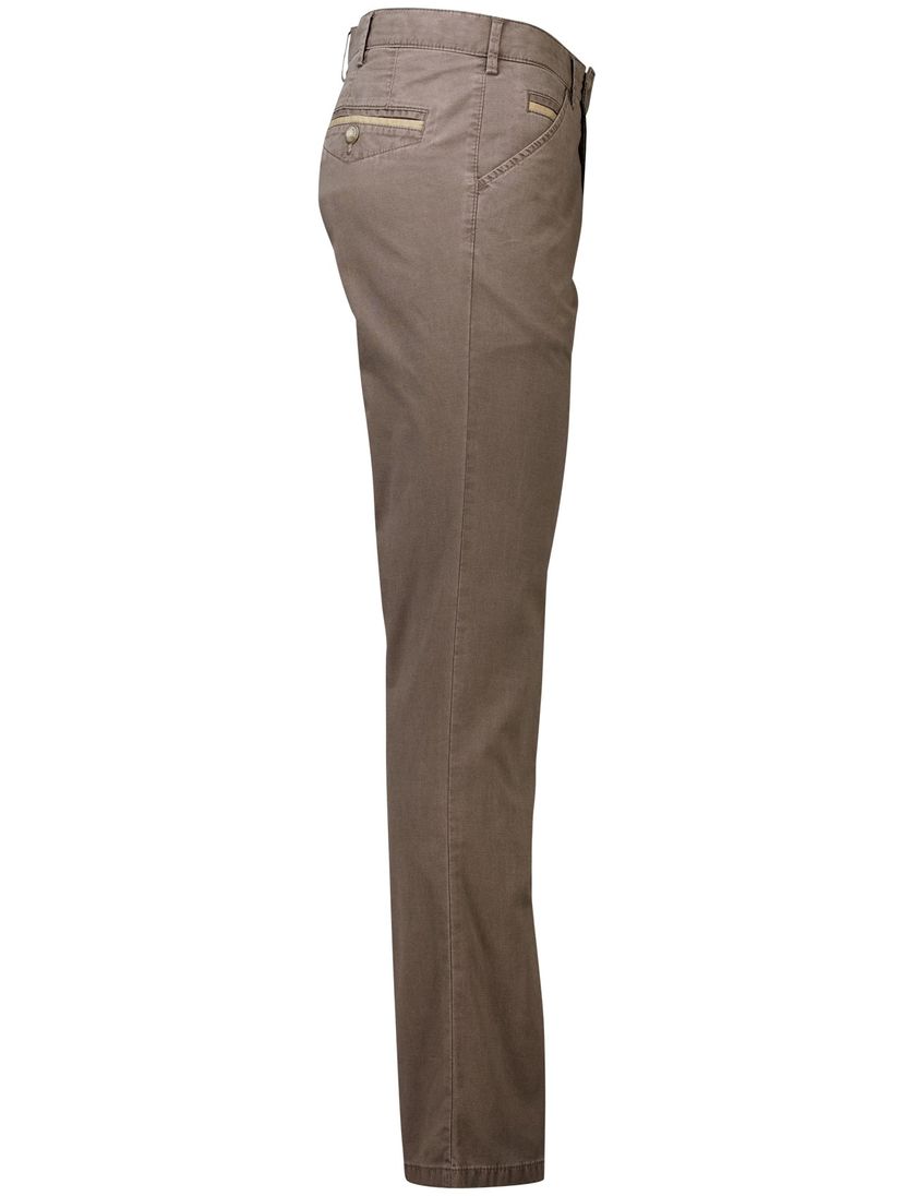 katoenen Meyer pantalon Chicago bruin effen normale fit