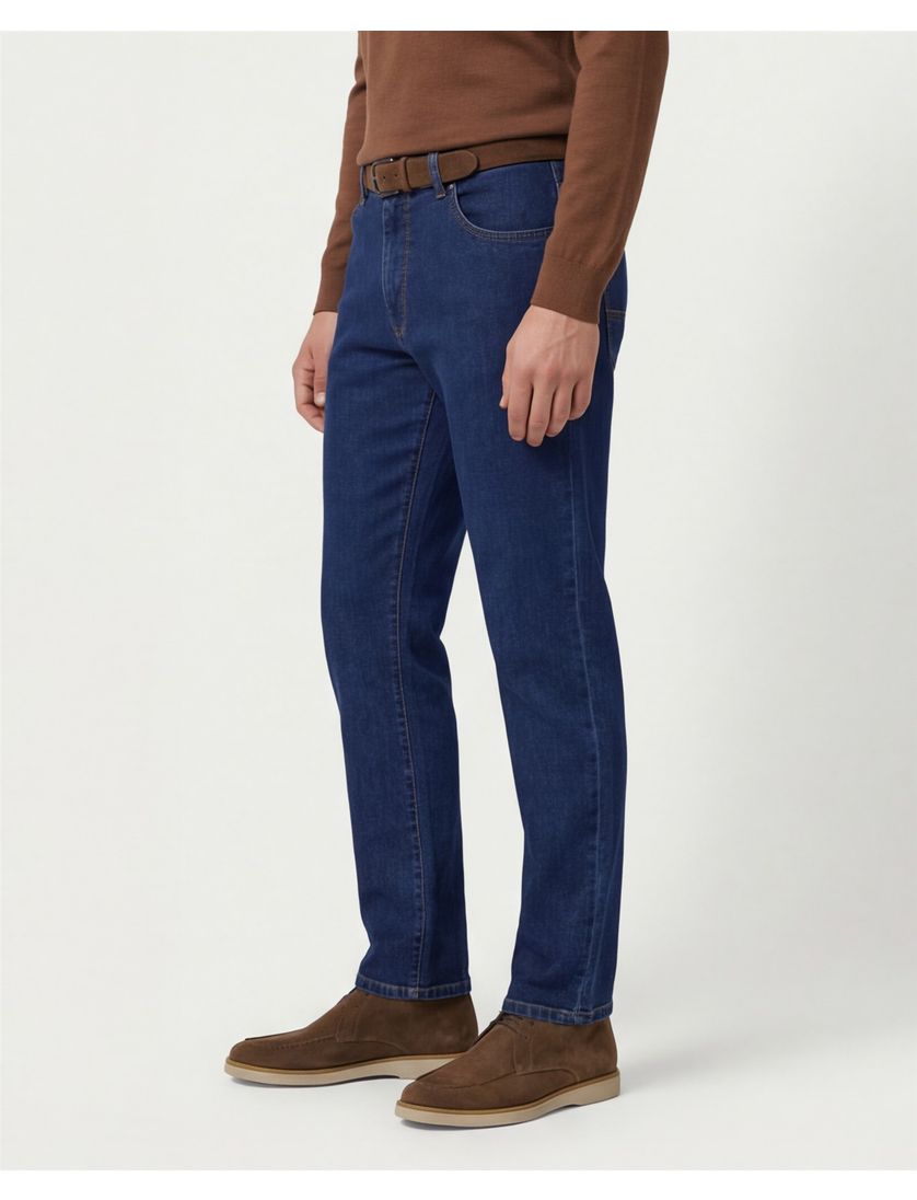 Meyer Dublin pantalon jeans blauw denim normale fit