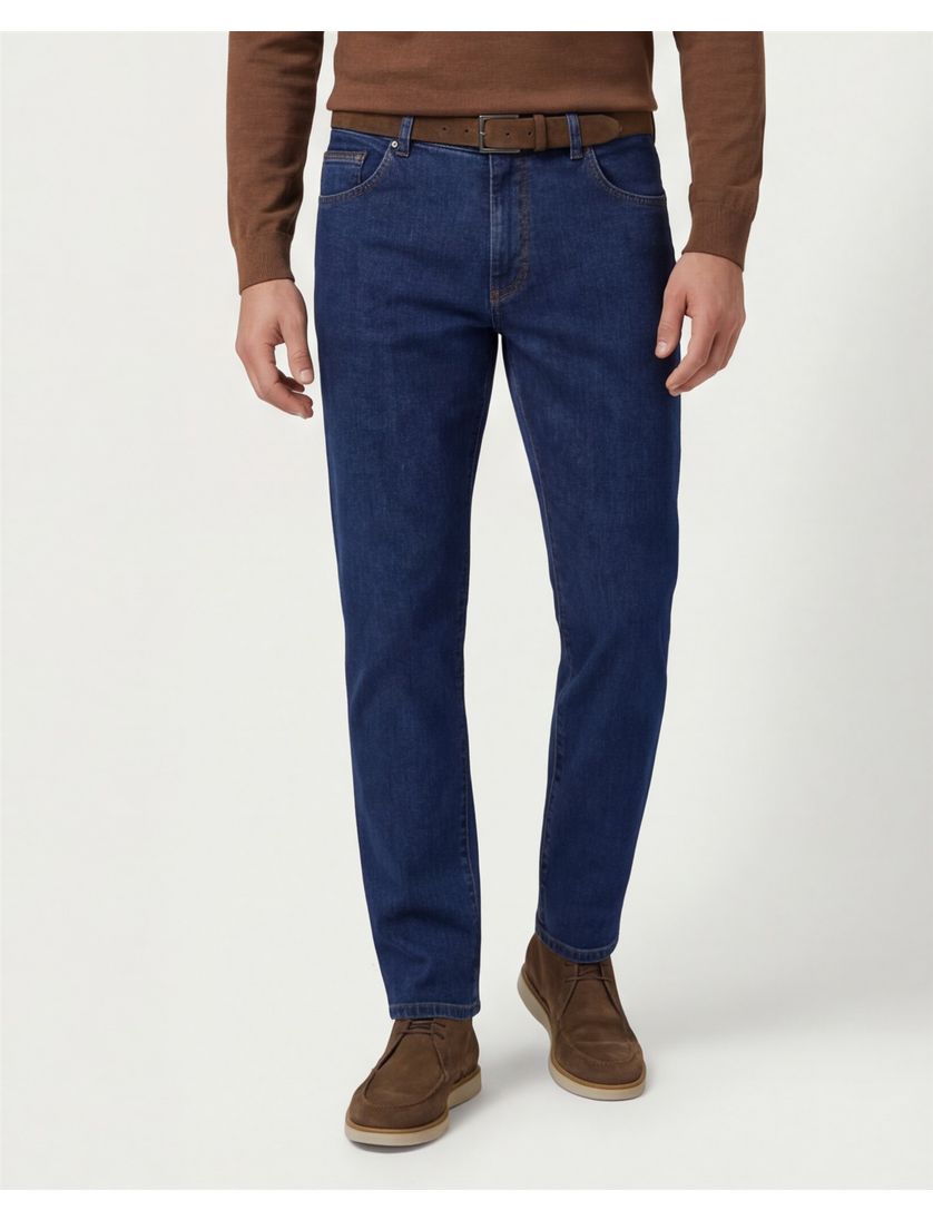 Meyer Dublin pantalon jeans blauw denim normale fit