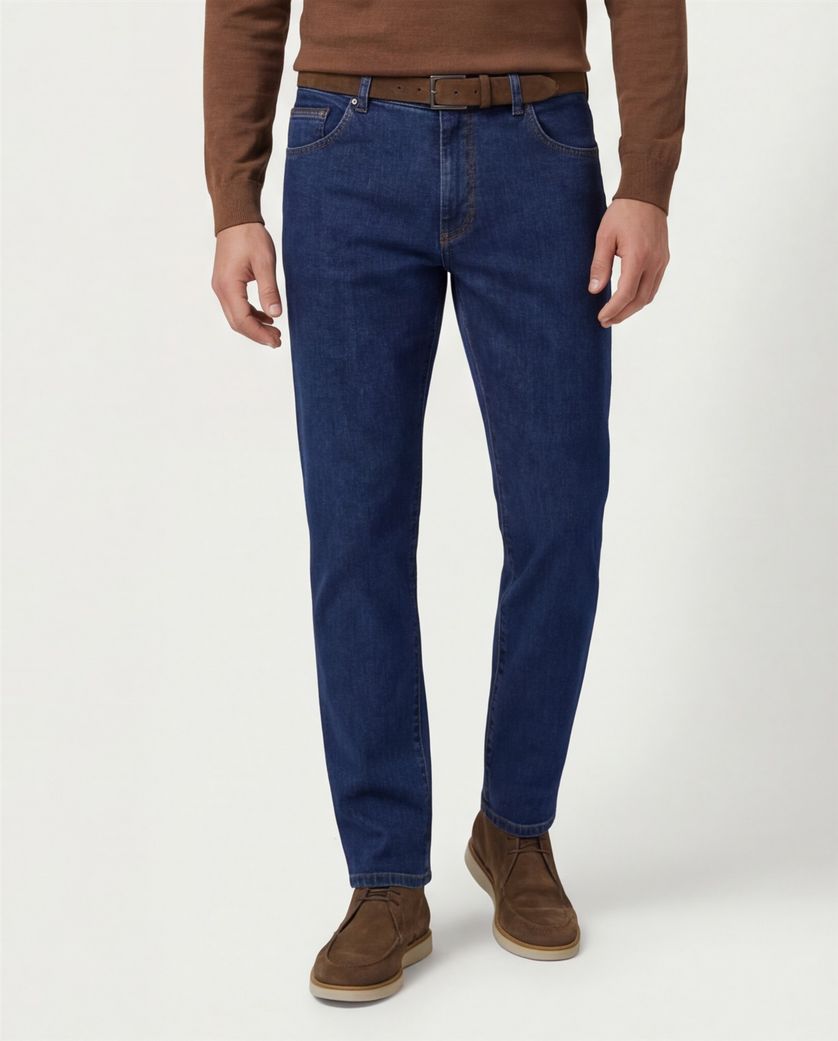 Meyer Dublin pantalon jeans blauw denim normale fit