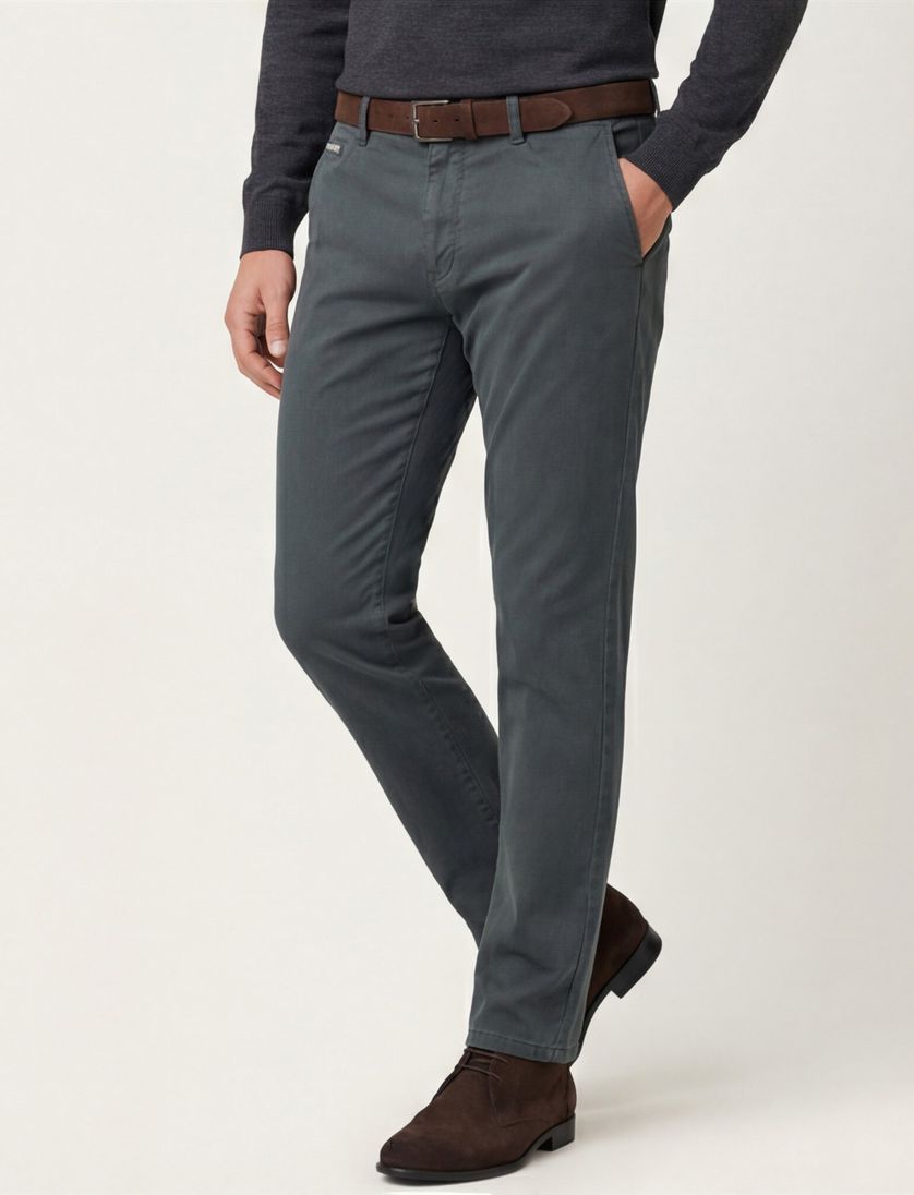 Meyer Dublin Pantalon blauw 5-pocket katoen