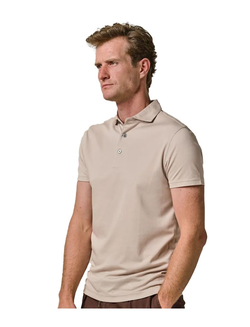 katoenen Profuomo polo beige 3-knoops normale fit